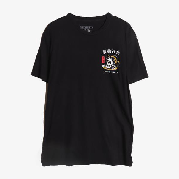 RIOT SOCIETY -  코튼 라운드 티셔츠   Man M